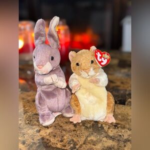🐰🐹 Ty Beanie Babies Set — Springy & Pellet (2000)